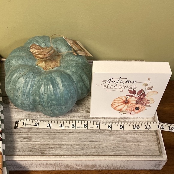 NEW Fall Pumpkin and Autumn Blessings Tabletop WOODEN Sign - Picture 2 of 11